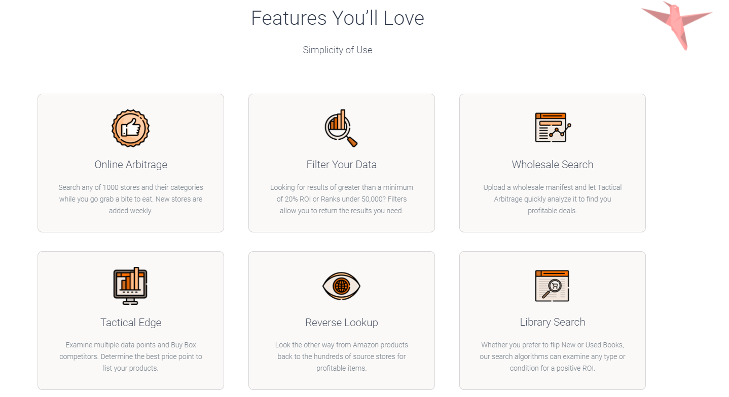 Tactical Arbitrage list of features 