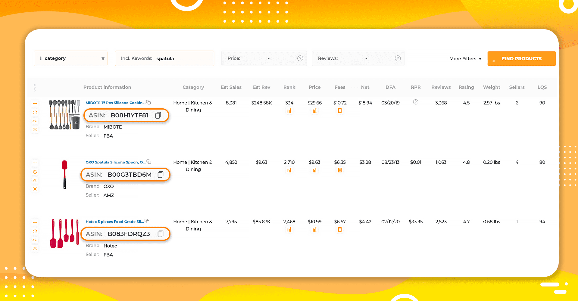 Sie finden die ASIN-Nummer in der AMZScout-Produktdatenbank