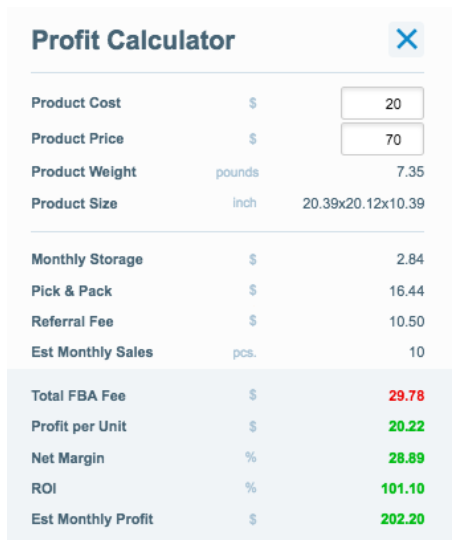 Use AMZScout calculator to understand Amazon ROI