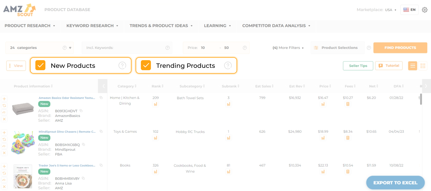 How to find New Products and Trending Products in the Product Database