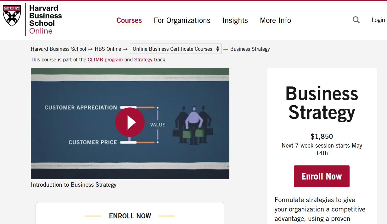 Harvard online business strategy courses