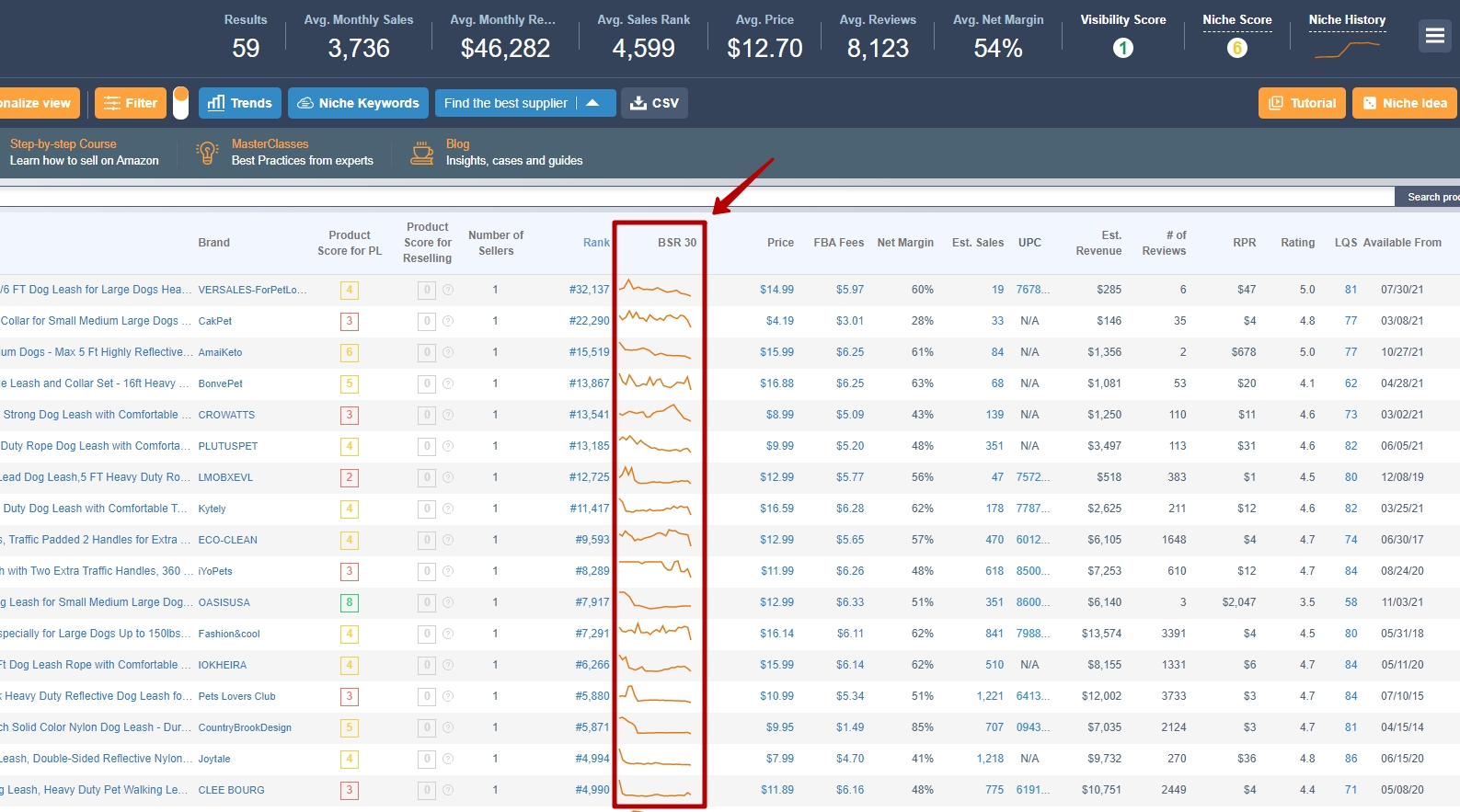 Wie BSR30 mit AMZScout berechnet wird