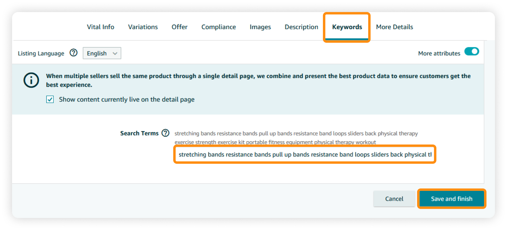 how to add backend keywords