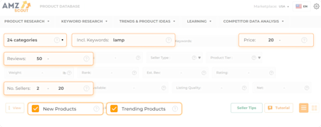 AMZScout Product Database Filters Which AMZScout Product Database Filters to choose