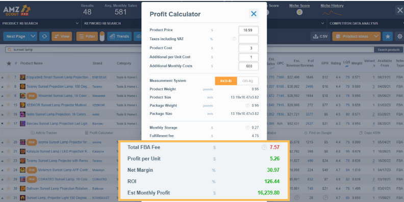 Discover Amazon products with Profit calculator