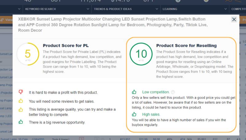 Product discovery on Amazon with Product score