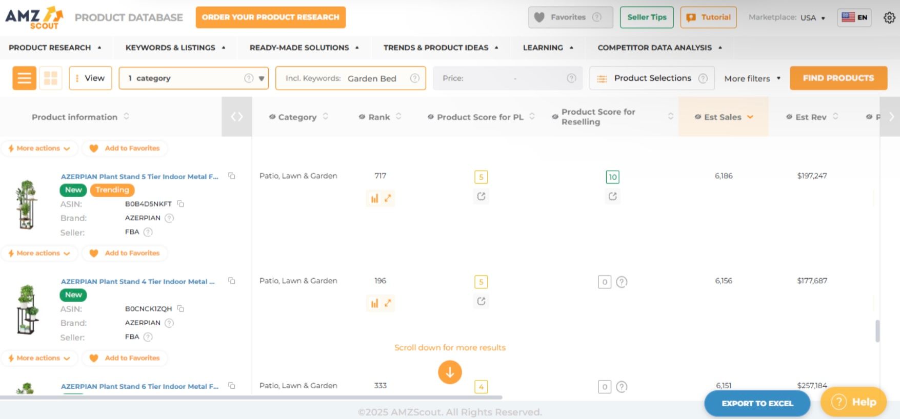 Product Database Results  Product Database Results