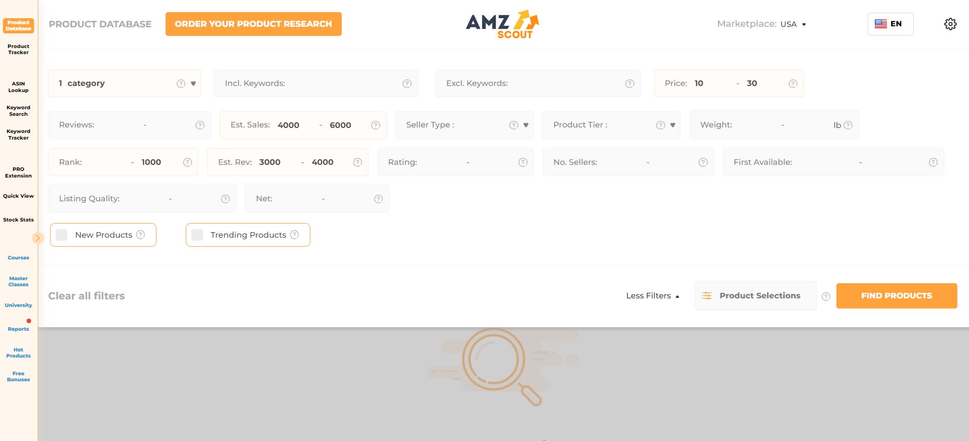 How to use AMZScout Product Database
