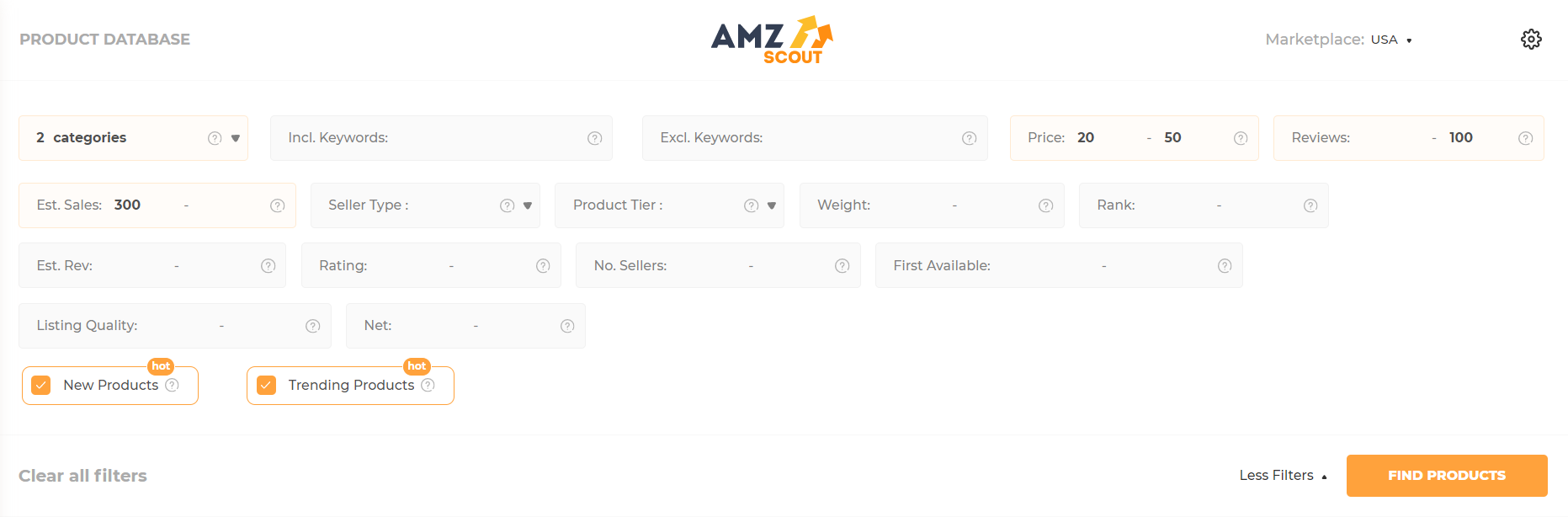Find the best sellers using AMZScout Product Database