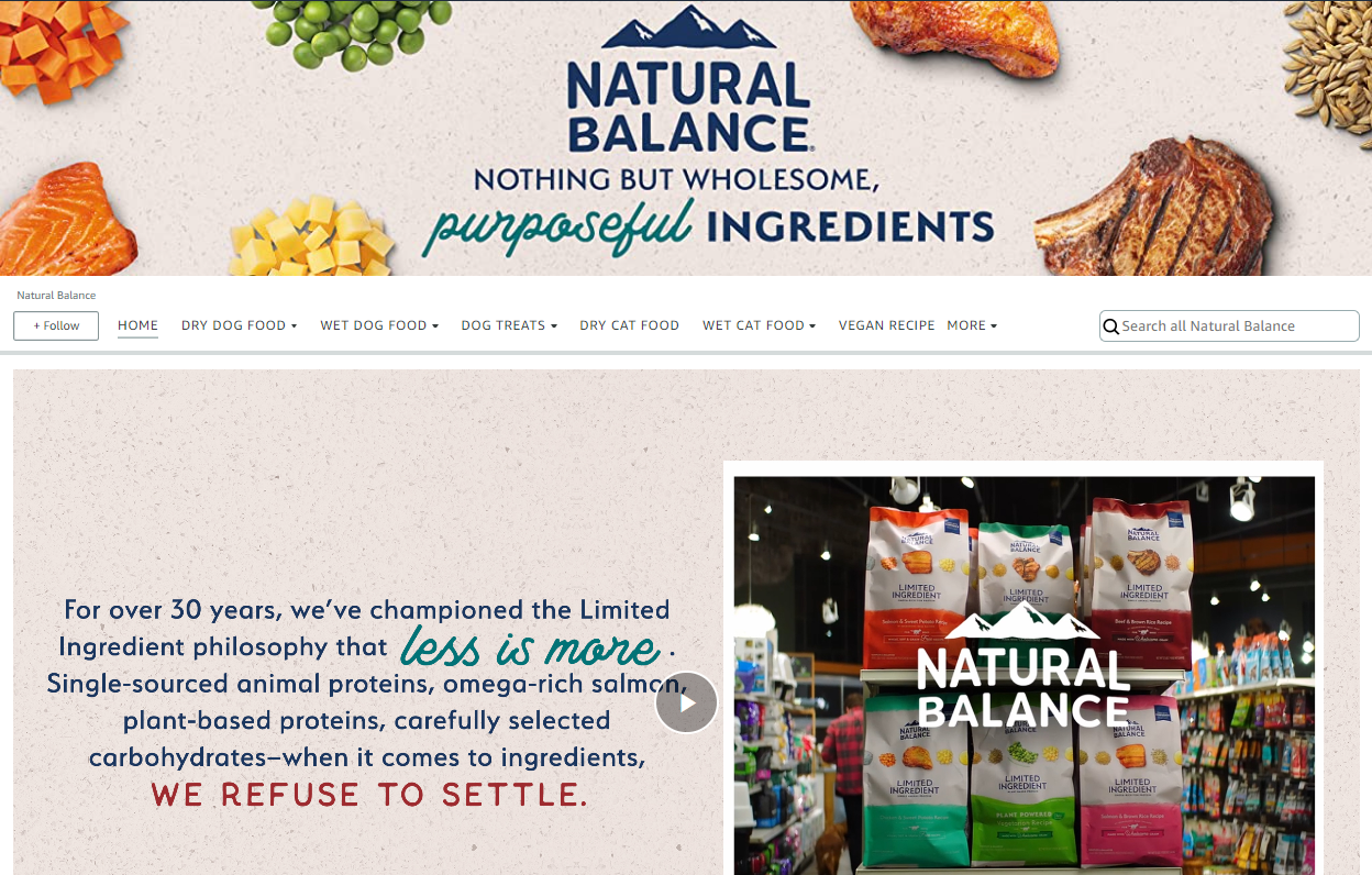 Amazon Storefront-Beispiel – Natural Balance