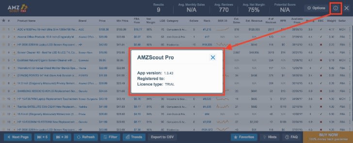 Start with AMZScout Extension License