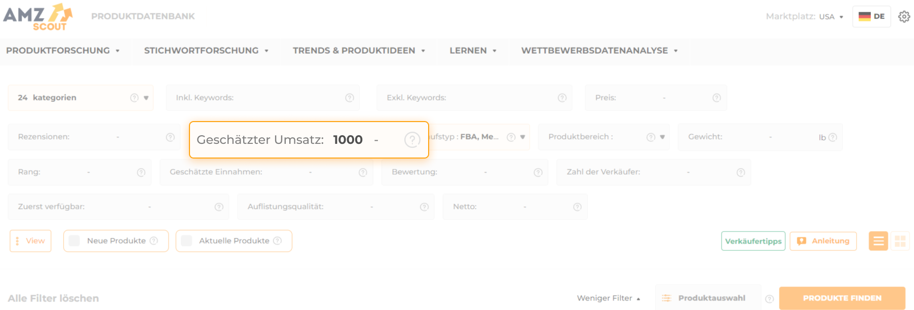 Finden Sie die meistverkauften Produkte auf Amazon mithilfe der AMZScout-Produktdatenbank