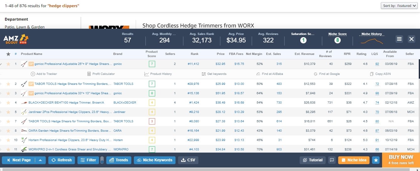 Check what to sell with AMZscout