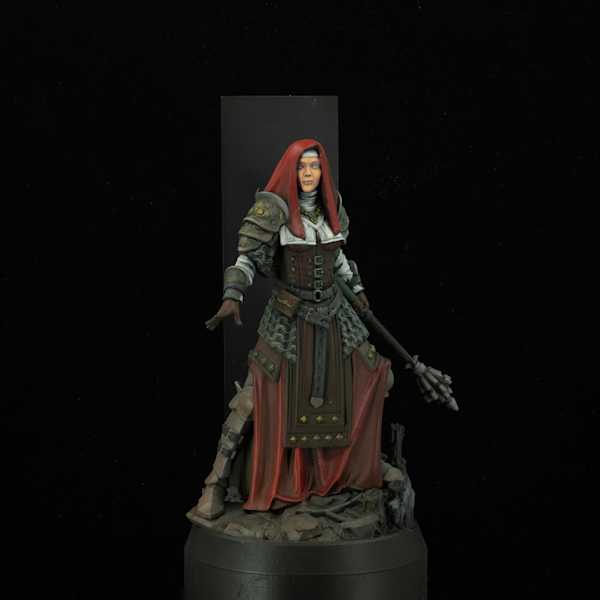 Finished view of Jane Byrne model on black background