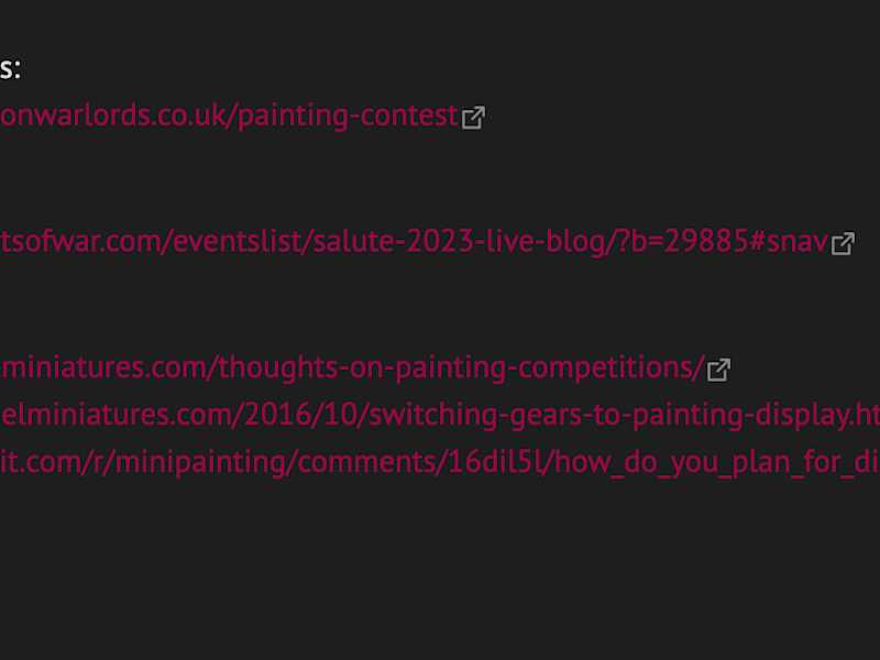 Screenshot of links file