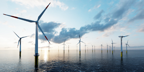 Erneuerbare Energie wird durch Windenergieanlagen gewonnen