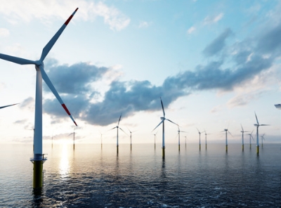Windräder produzieren umweltfreundlich und nachhaltig Energie 