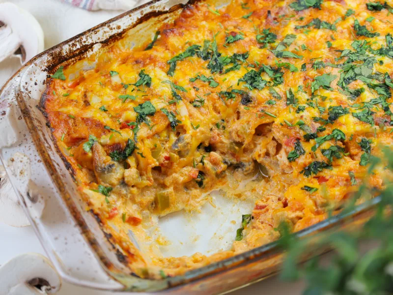 Lower-Carb King Ranch Chicken Casserole