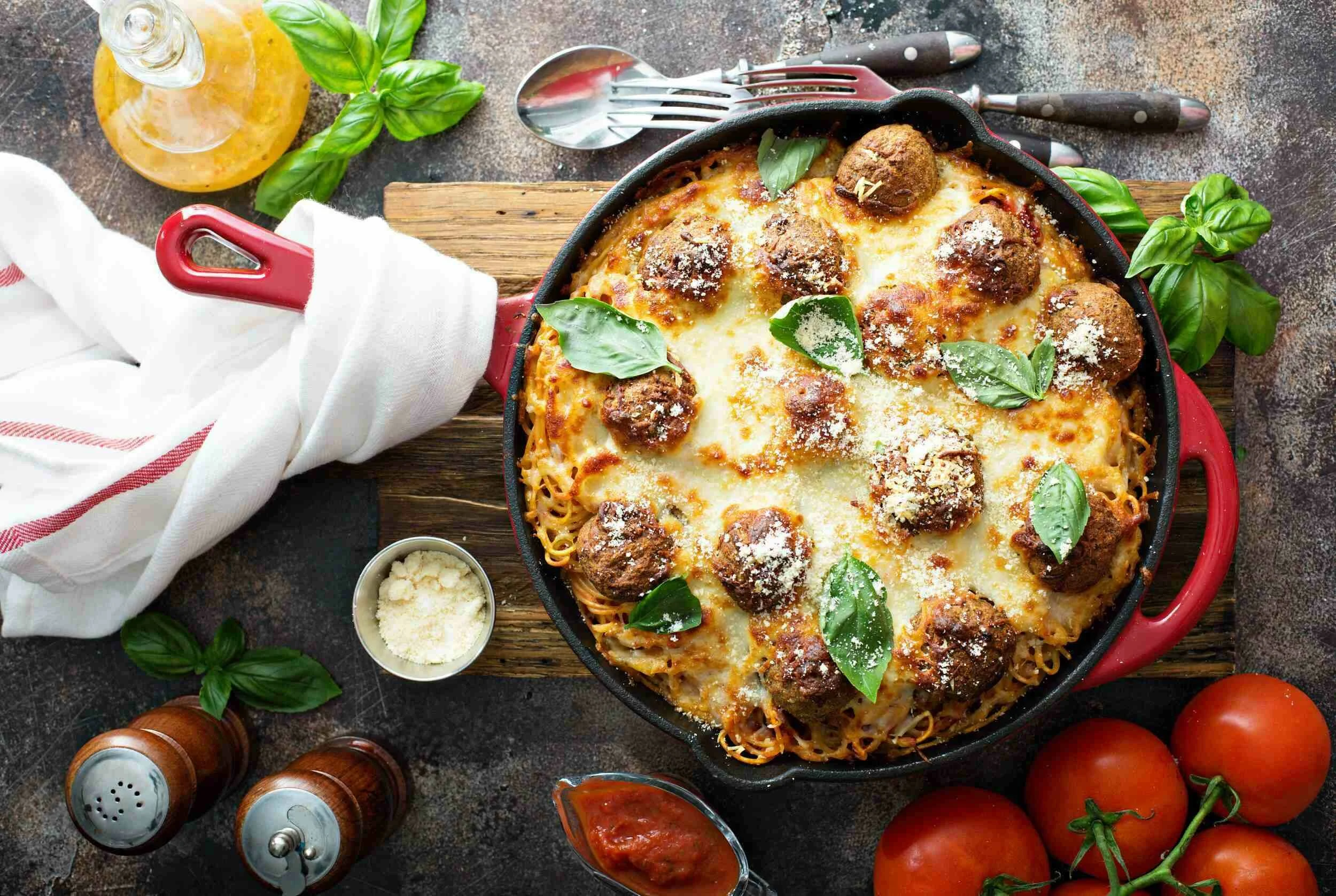 Baked Spaghetti and Meatball Casserole