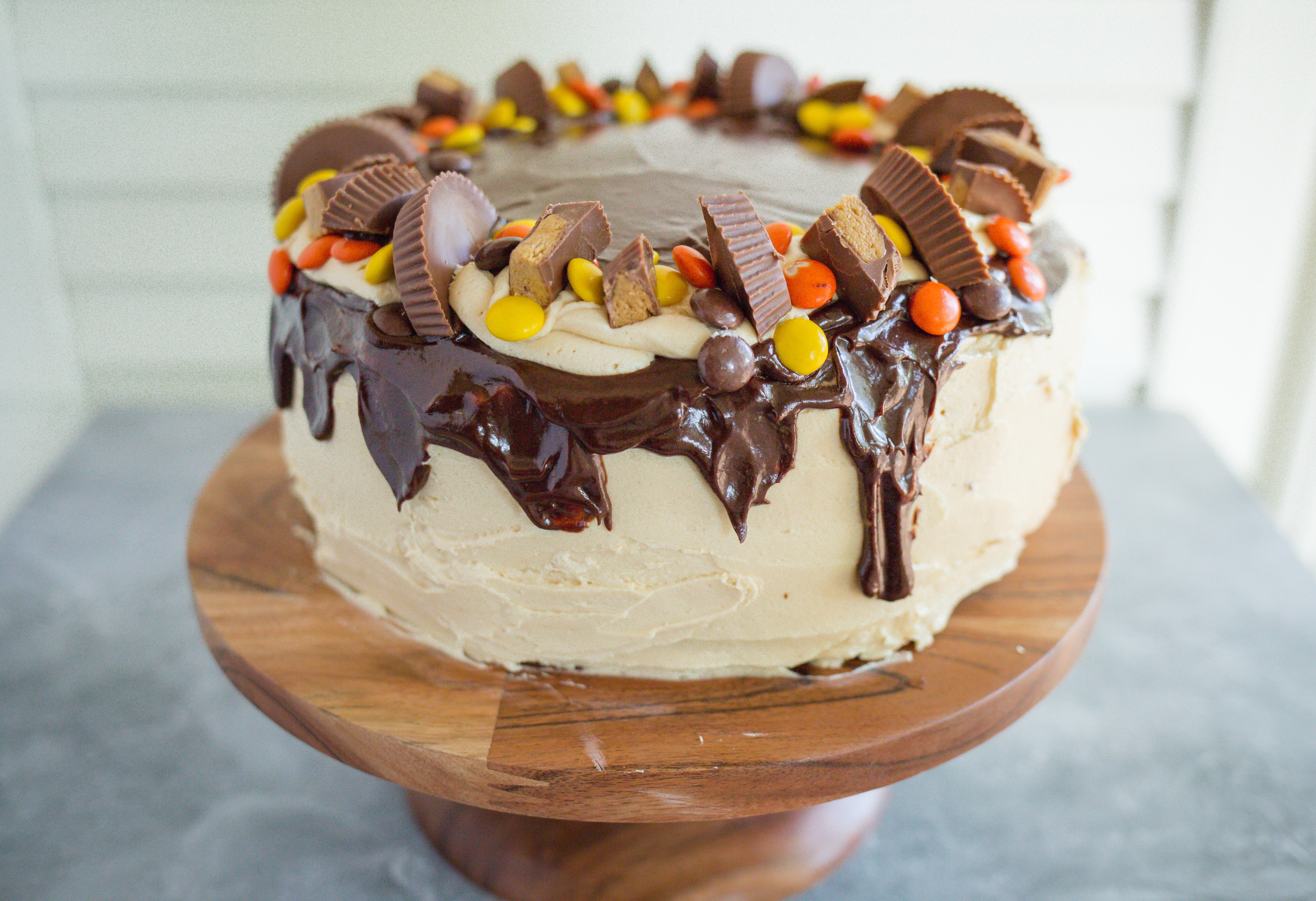 Chocolate Peanut Butter Swirl Halloween Cake - Elizabeth's Kitchen Diary