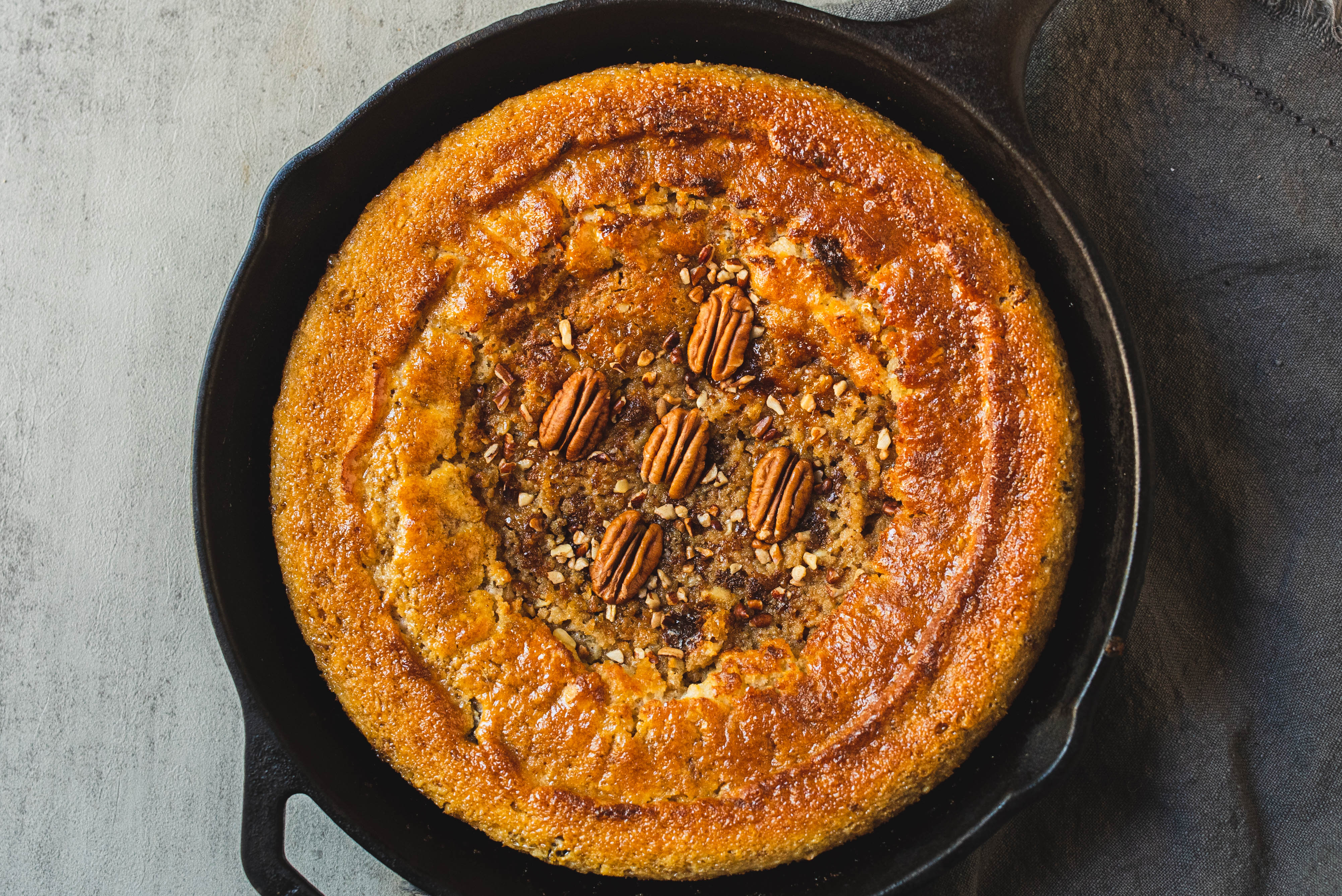 Cast Iron Skillet Maple Pecan Pie - Of Batter and Dough