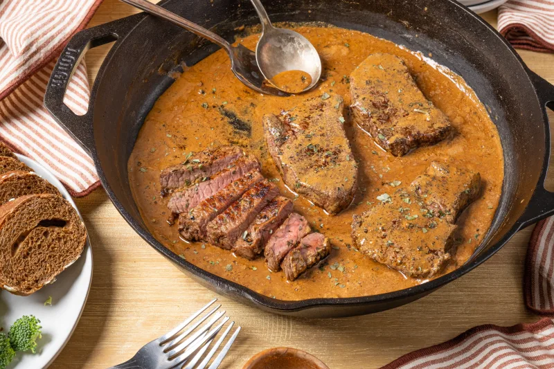 Cast-Iron Steak with Bourbon Sauce