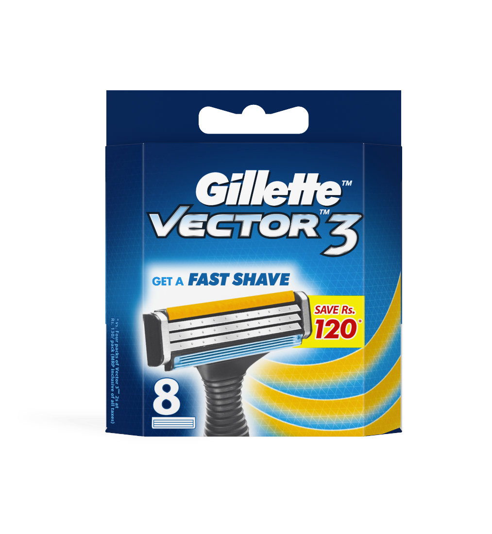 gillette vector 3 blades 4 cartridges