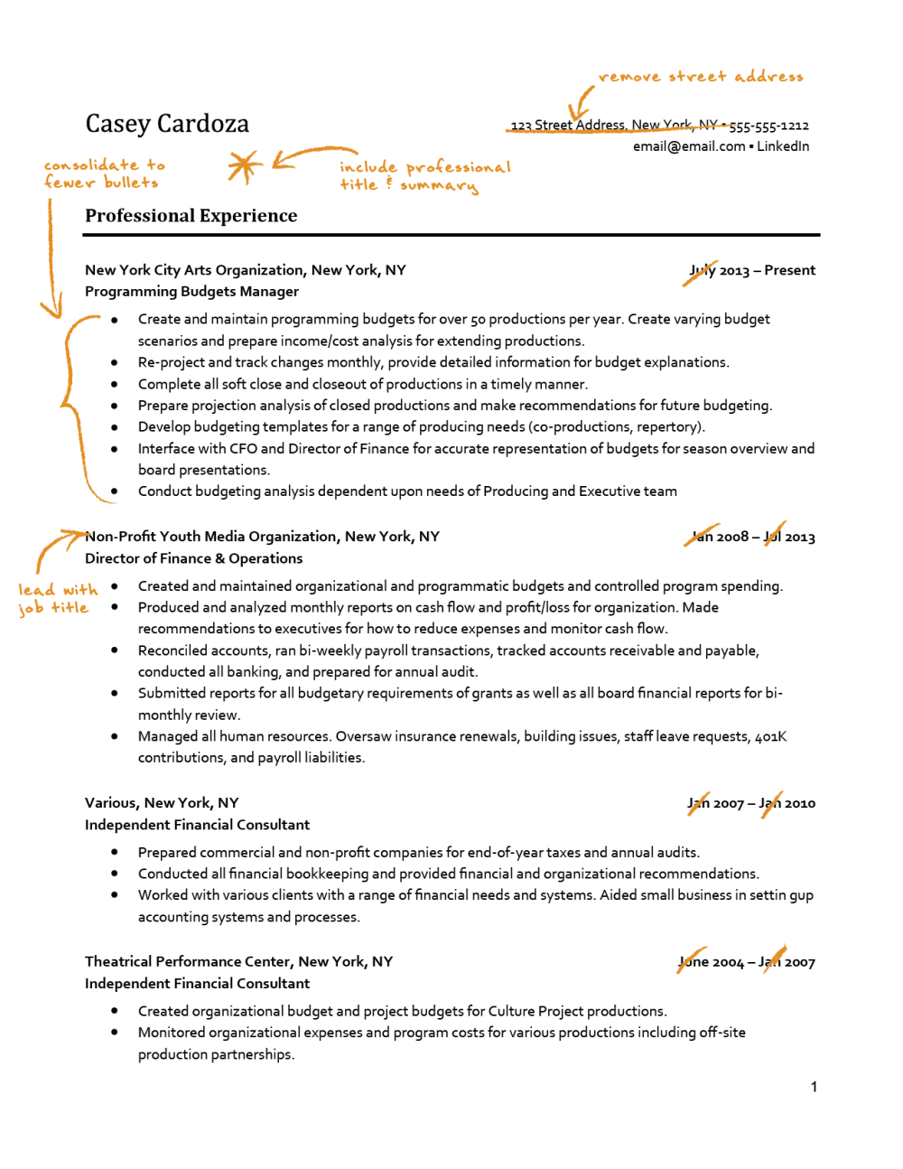 information about resume writing