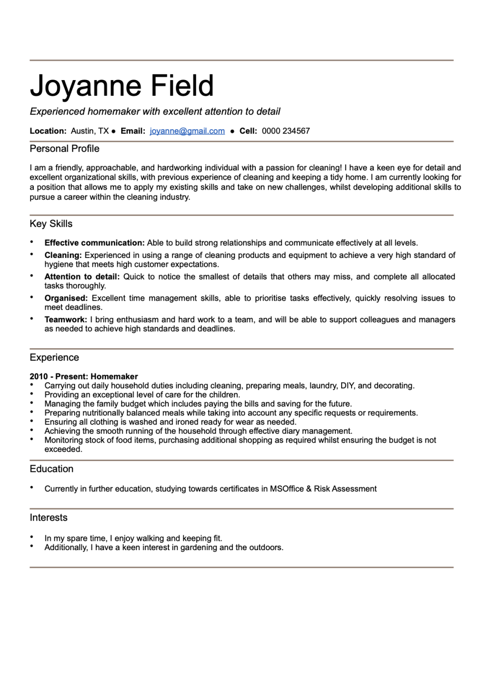 first time resume examples no experience