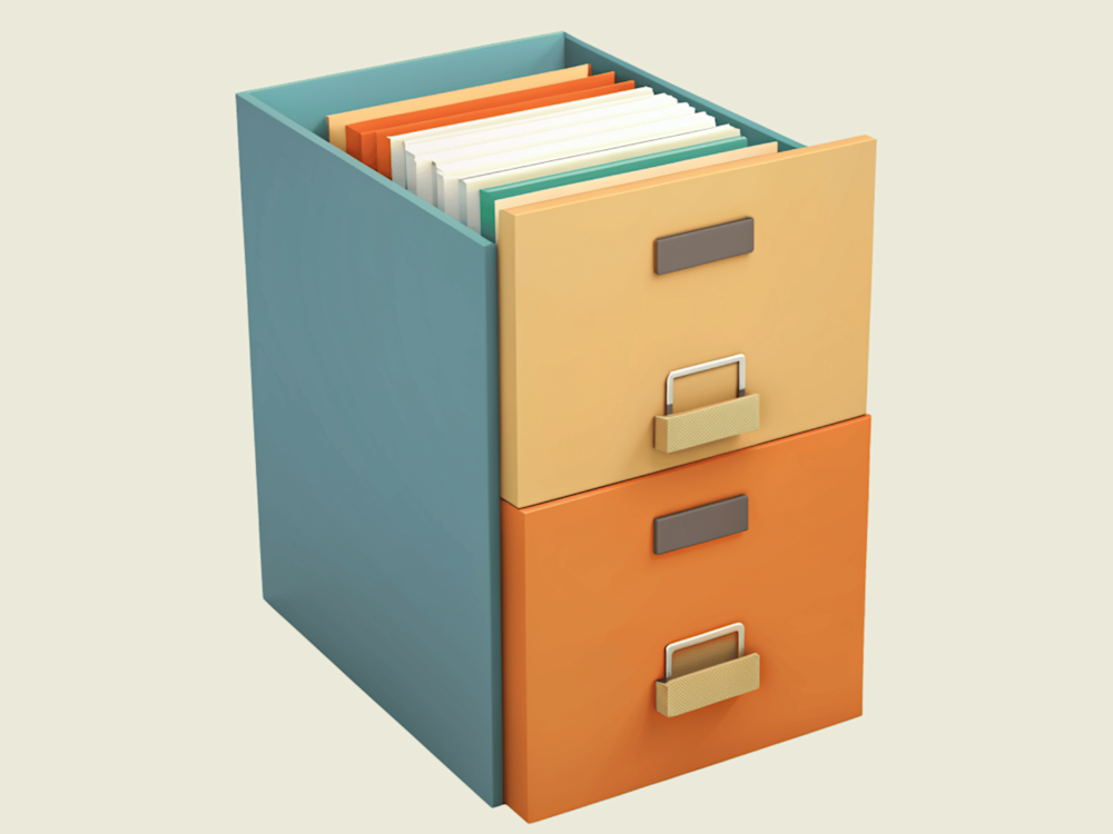 papers organized in drawers