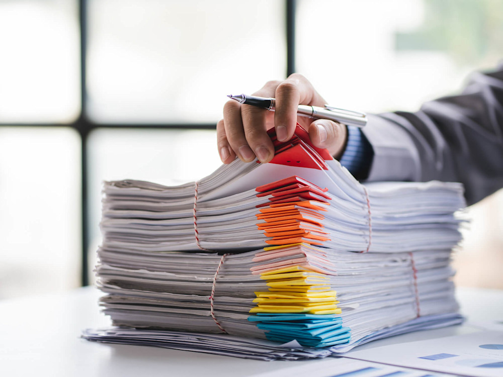 Big staple of papers