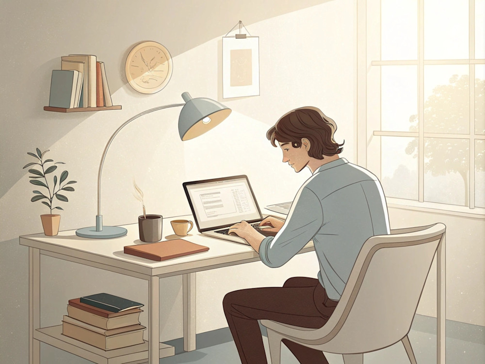 man behind laptop writing a document