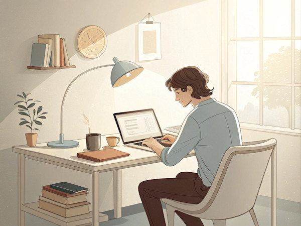 man behind laptop writing a document
