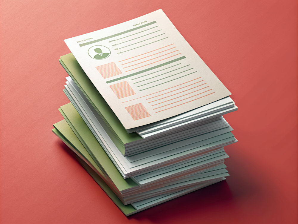 A lot of resumes on a pile