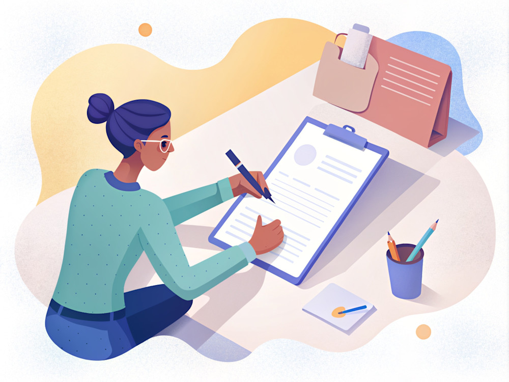 woman working on her cv
