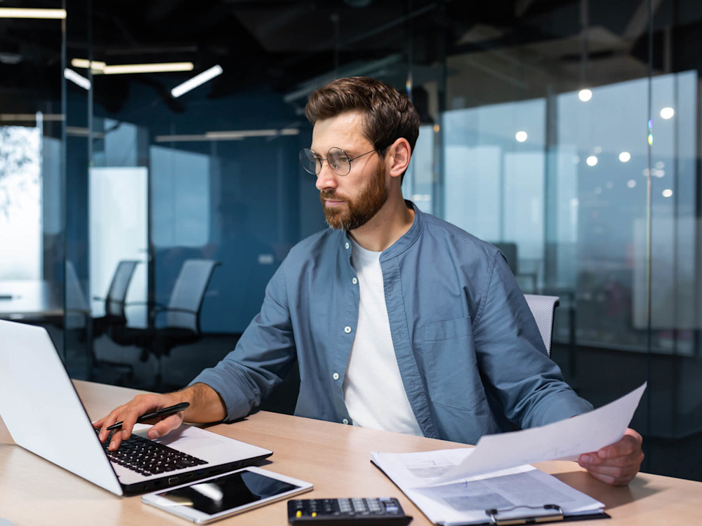 Man working on laptop