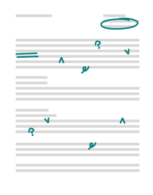 Illustration of a marked up resume