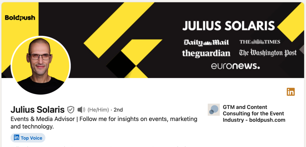 Julius Solaris's Linkedin page