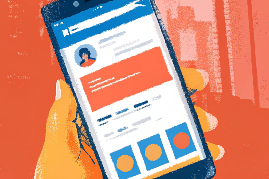 image of a person holding their phone with their Linkedin profile open