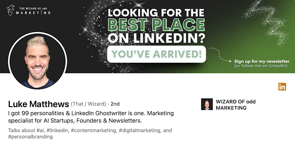 Luke Matthew's Linkedin page