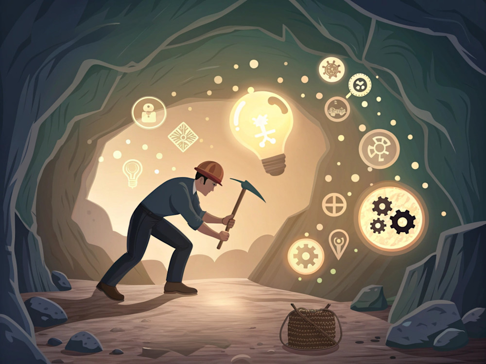 A man digging for conceptual skills