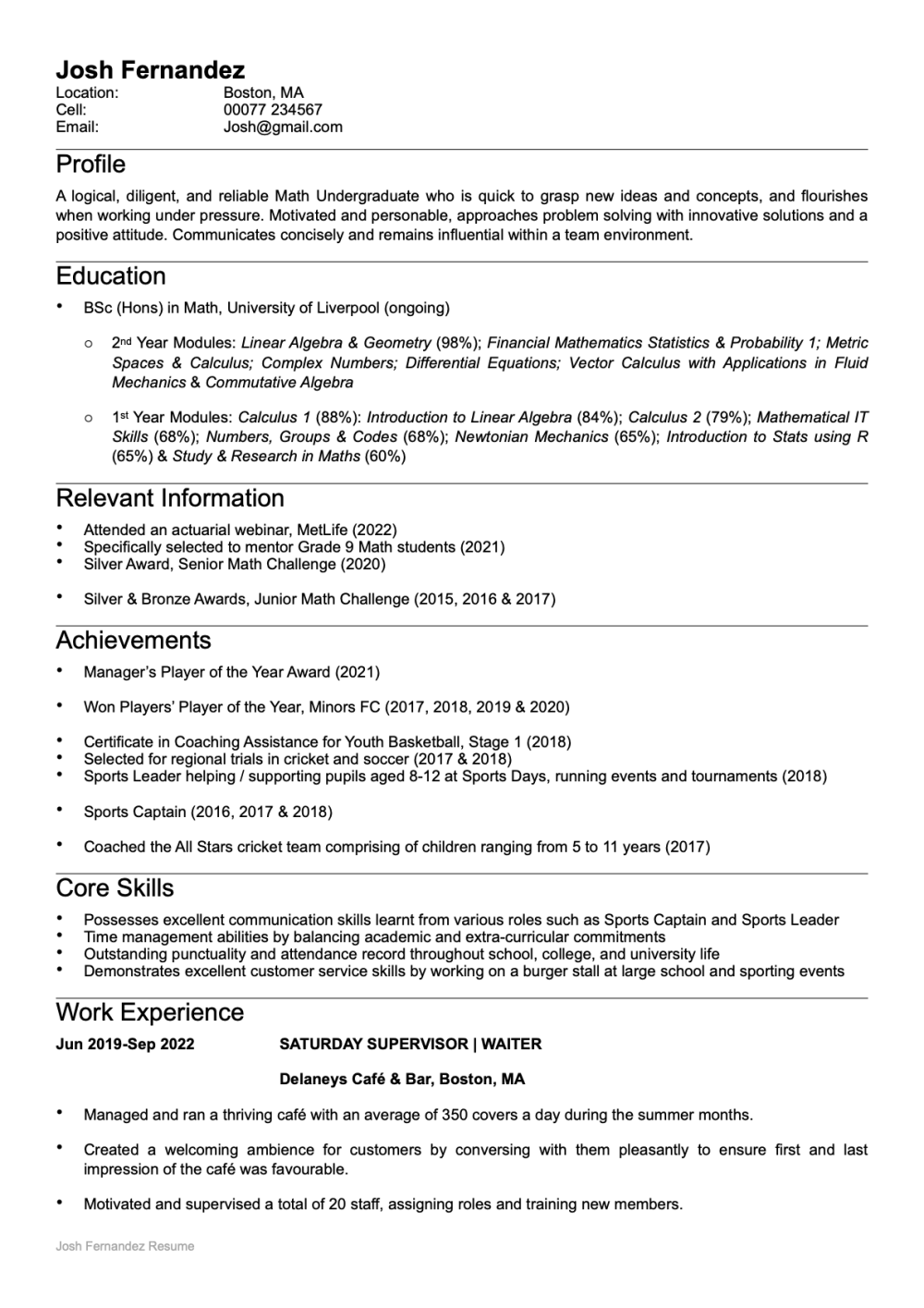 resume with no work experience or education