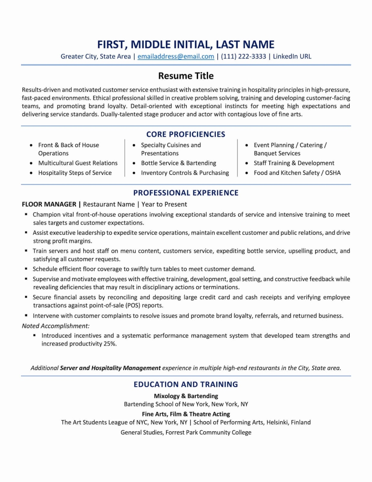 resume samples for part time jobs in canada