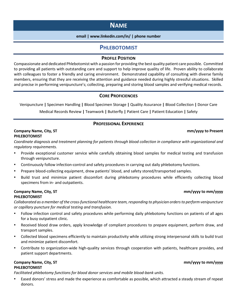 Phlebotomist Sample Resume 0 1