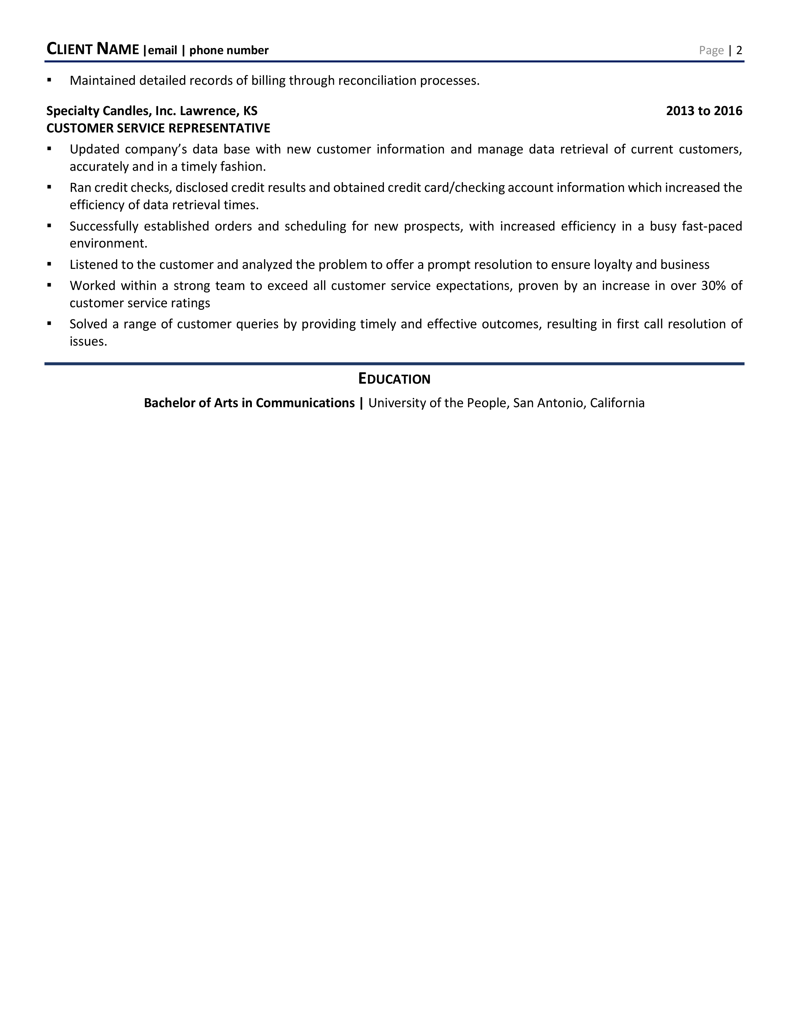 Customer Service Representative Resume Template Doc 1