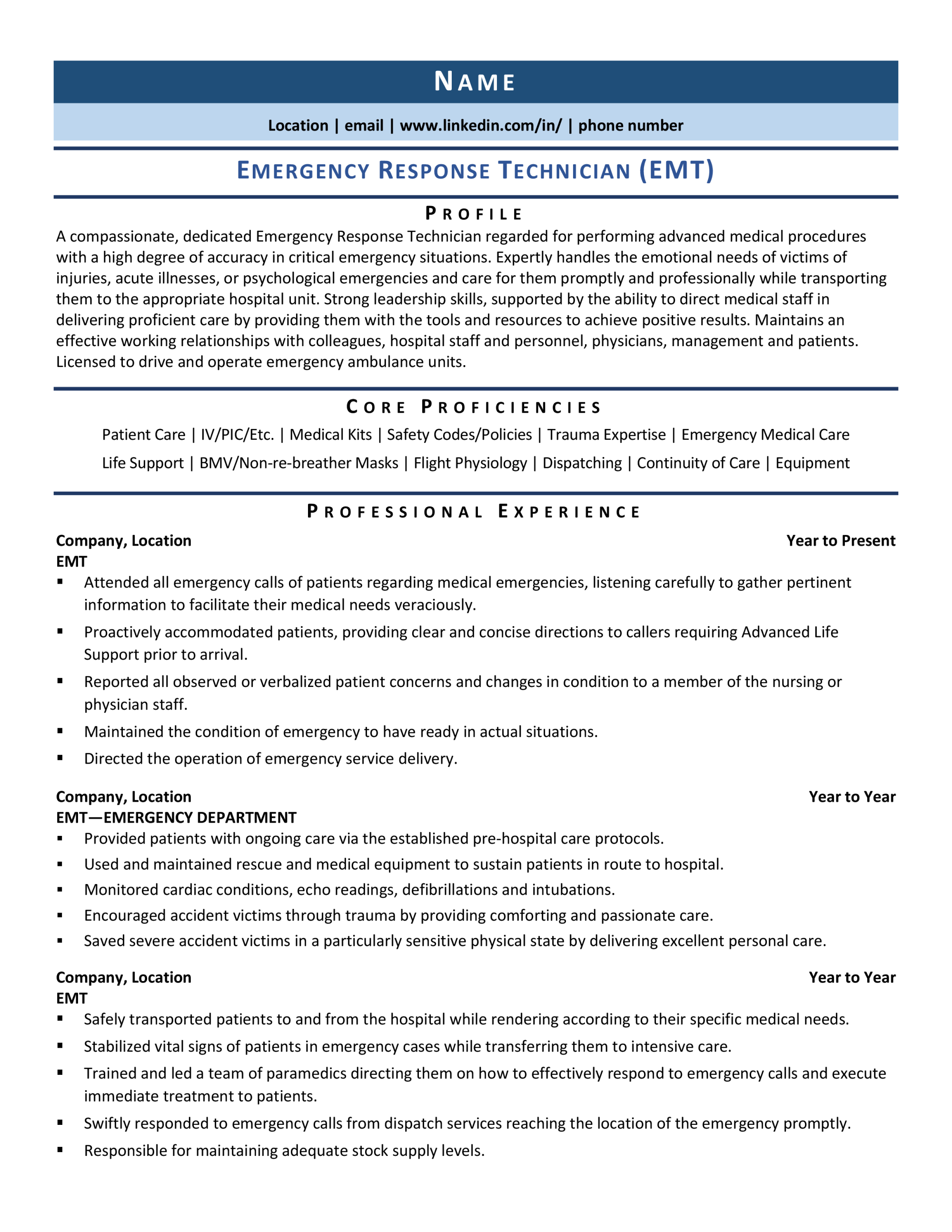 EMT Resume Example Template for 2021 ZipJob