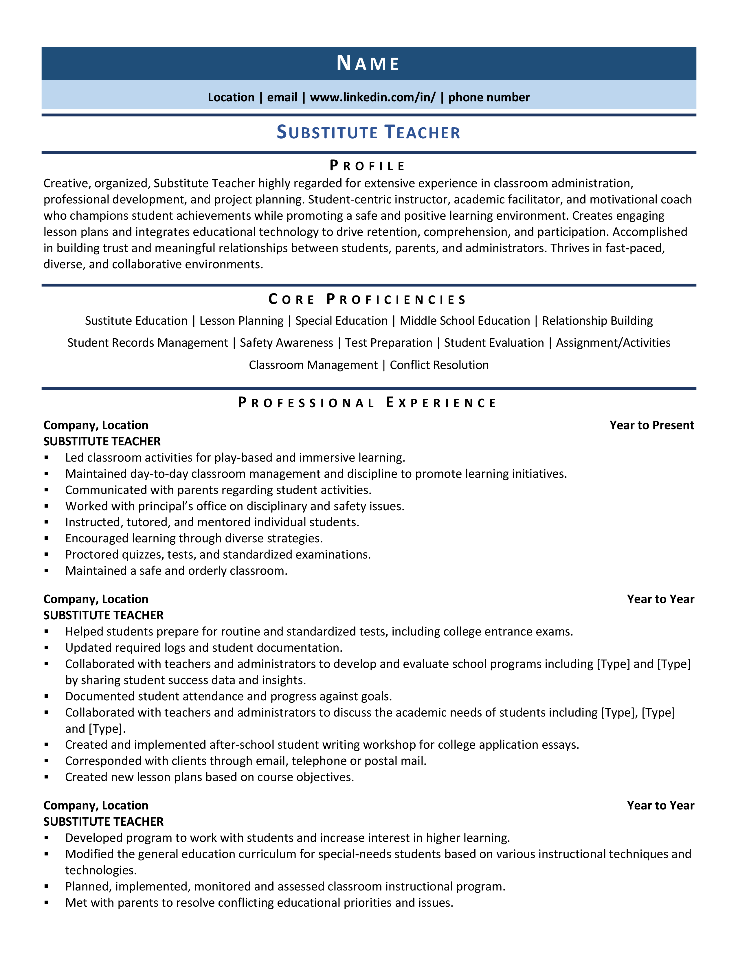 free teacher resume templates 2020