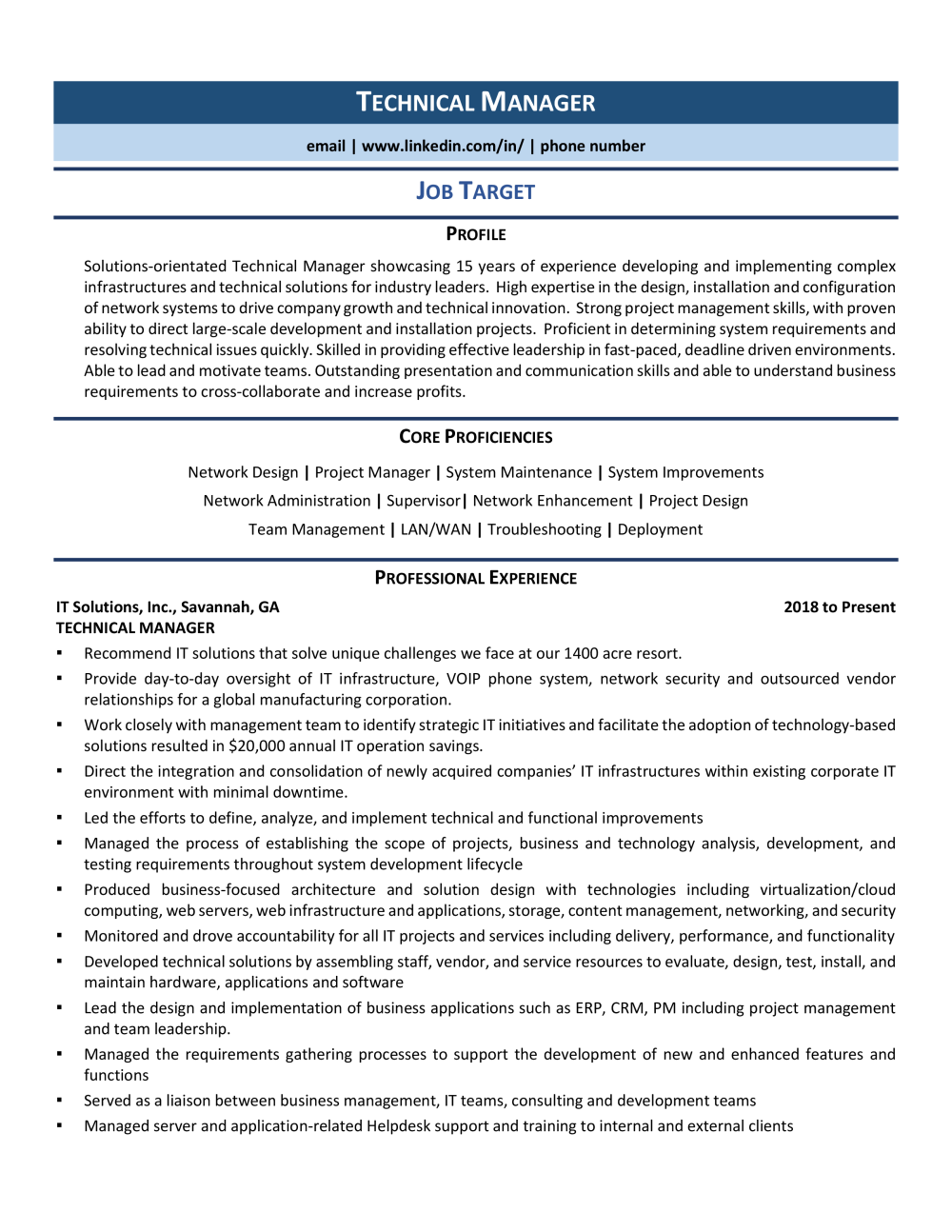 Technical Manager Resume Template 0