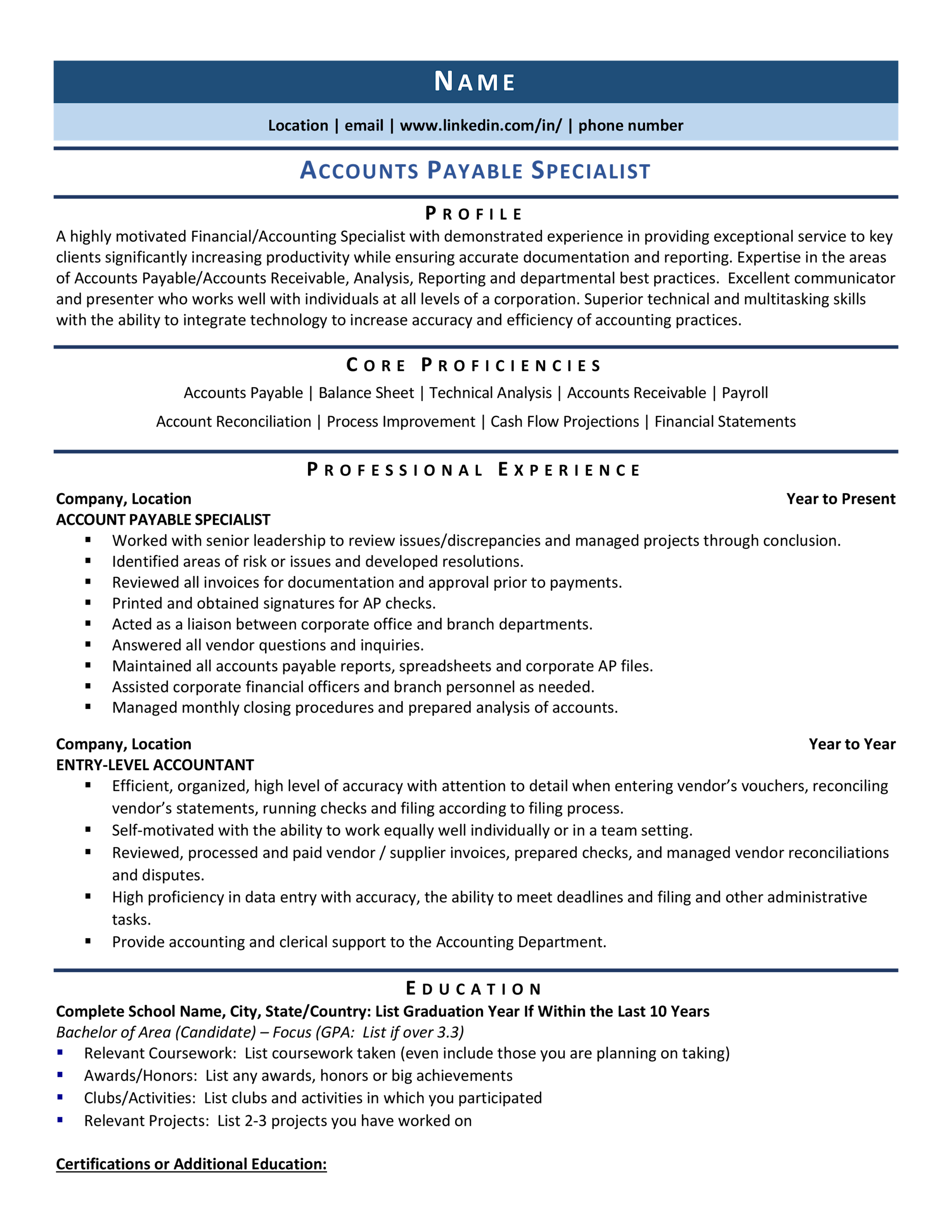 accounts payable helpdesk resume