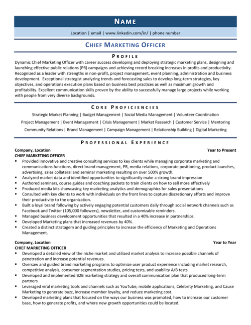 Chief Marketing Officer Resume Example Guide For 2021 ZipJob Chief Marketing Officer Resume Example Guide For 2021 ZipJob